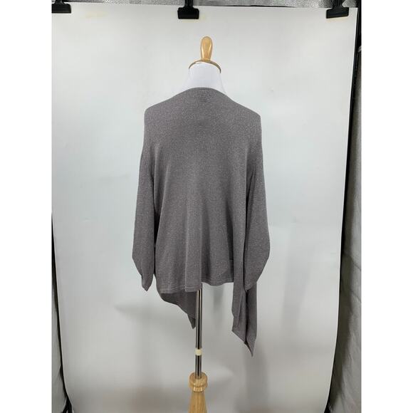 Apt. 9 Asymmetrical Cardigan Women L Large Silver Metallic Open Front Tab Sleeve - Picture 6 of 14